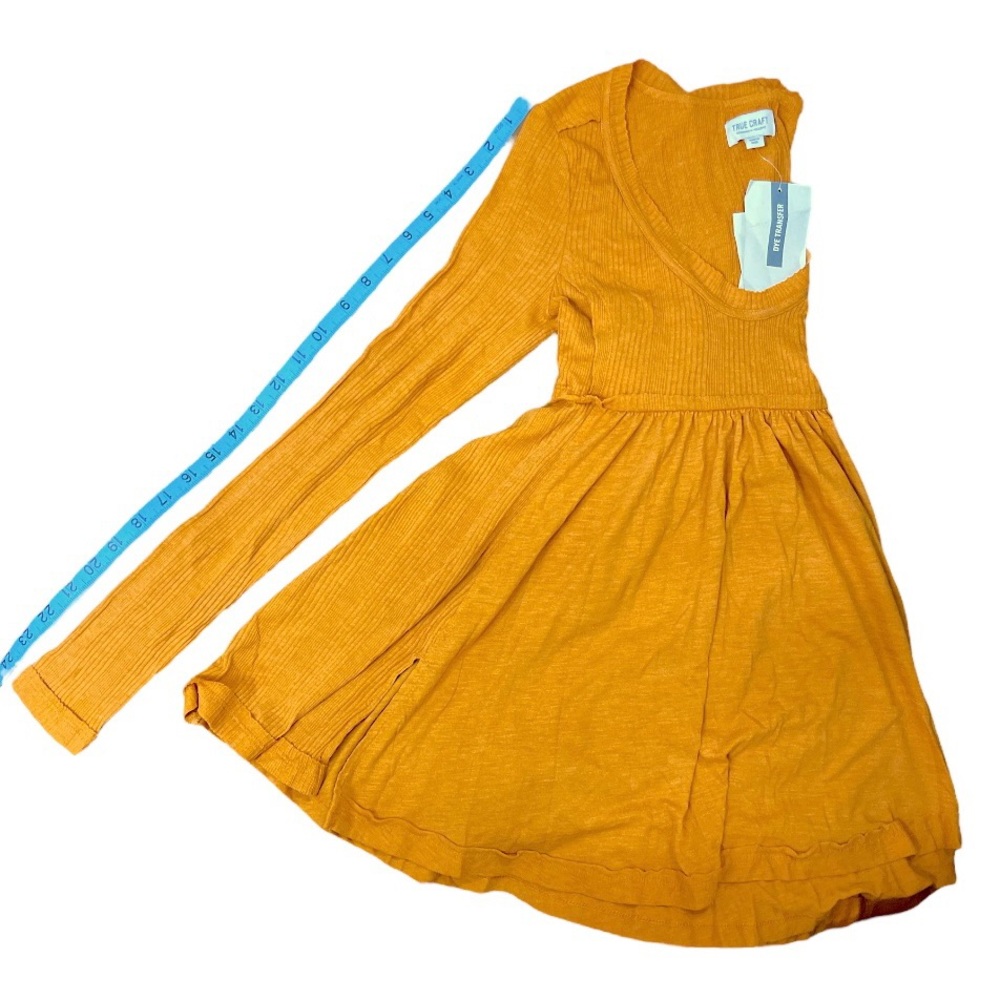 NWT TRUE CRAFT Babydoll Orange Top Long Sleeve Round Neck Size Small S - Picture 9 of 9